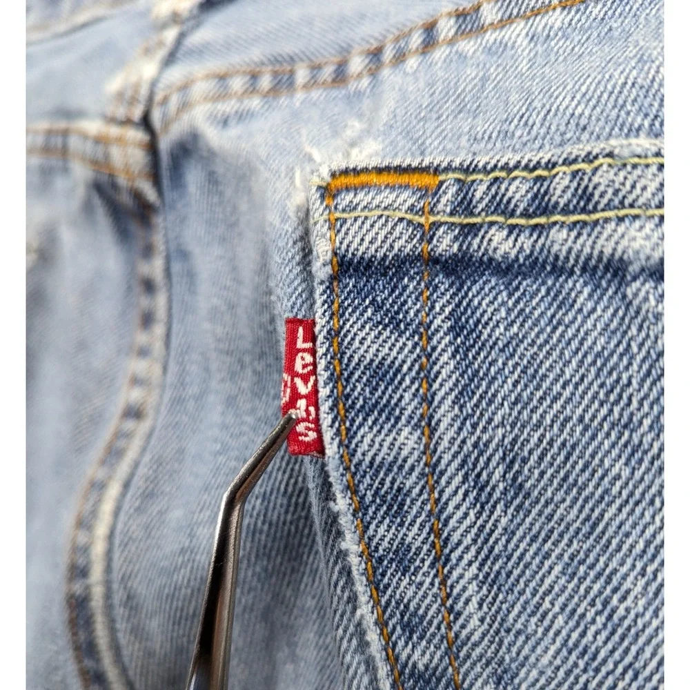 Levi's 505 Regular Fit Jeans Mens 38 Blue Denim Logo Straight Leg Mid Rise